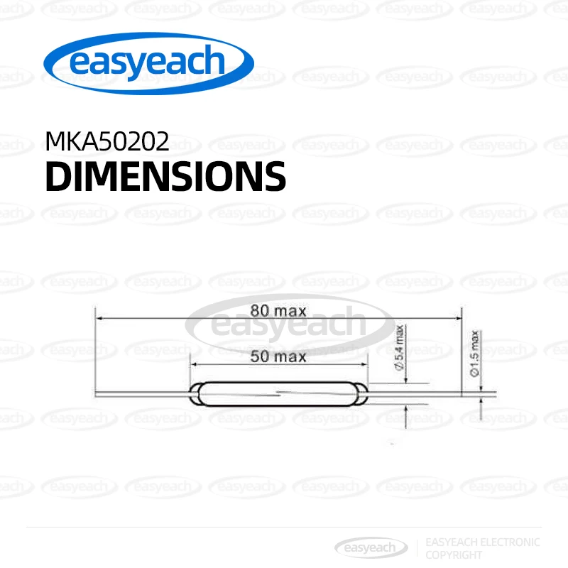 Dry Reed switch MKA-50202 normally open NumberO5mm 50 mm switch 5A 250W 250V Magnetic contact switch Induction Magnetron Sensor