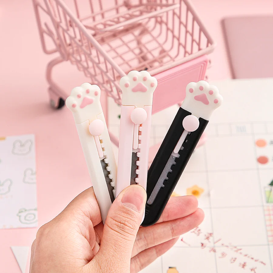 New 1pc Mini Cat Claw Utility Knife Creative Cute Convenient Hand Account Paper-cutting Tool Student Stationary Art Supplies