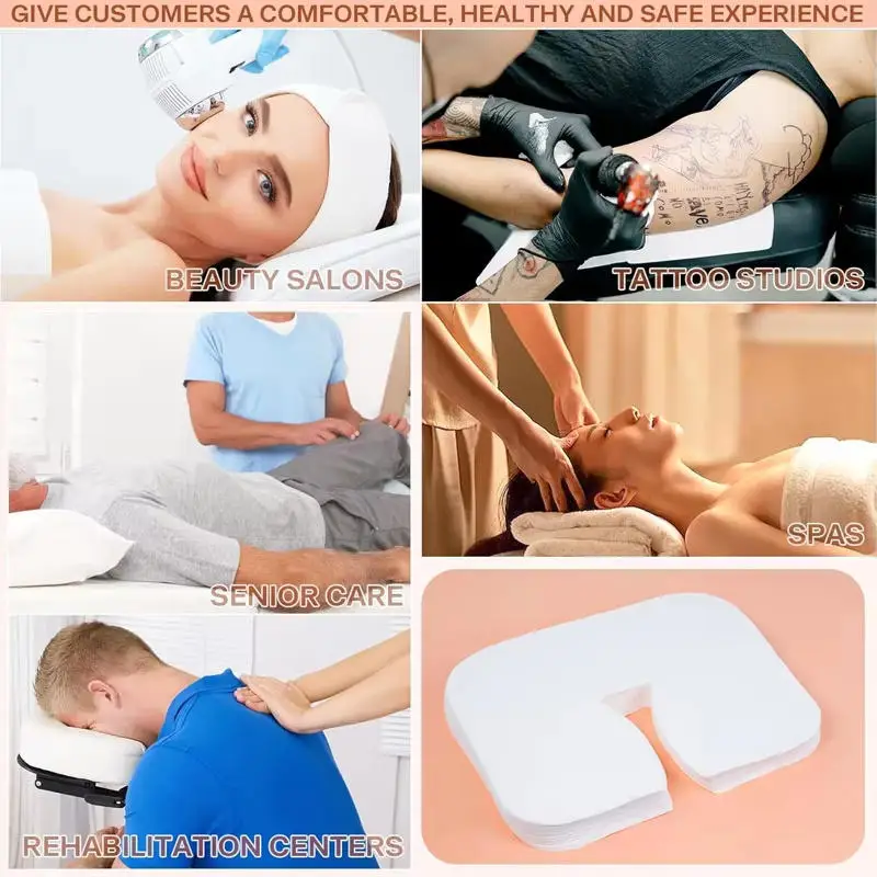 

100-500pcs Disposable Face Cradle Covers Headrest Massage Pillow Paper Soft Non-Woven Face Covers for Spa Salon Beauty Supplies