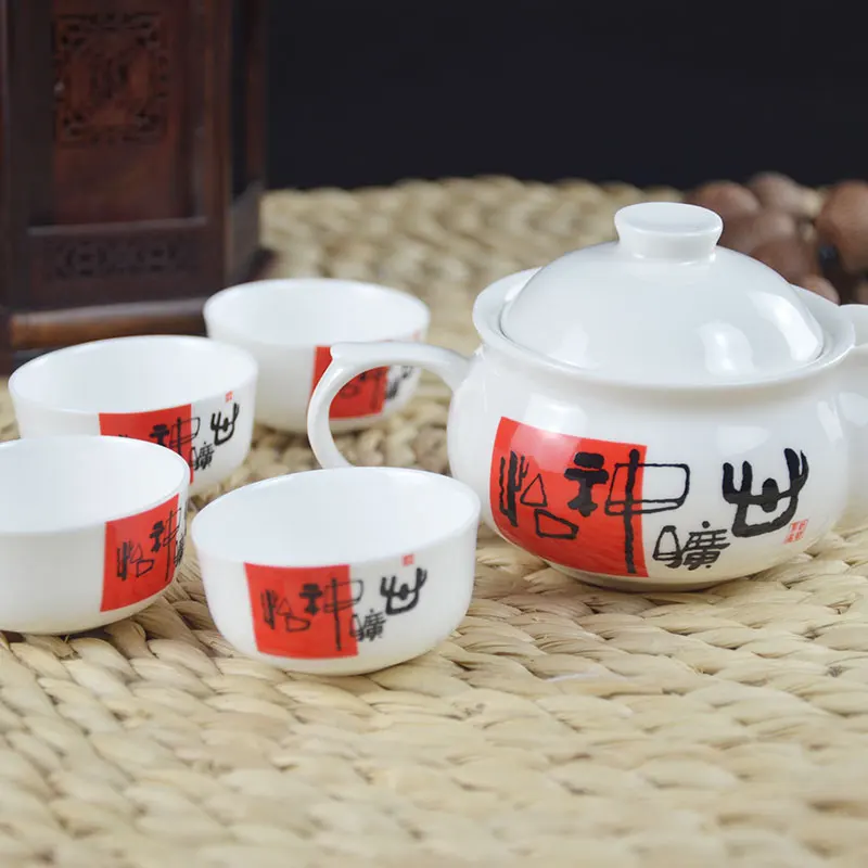 

Fine Bone China Tea Set, Wedding Decoration, Ceramic Chip Cup, Kung Fu Cup Teapot Travel Set