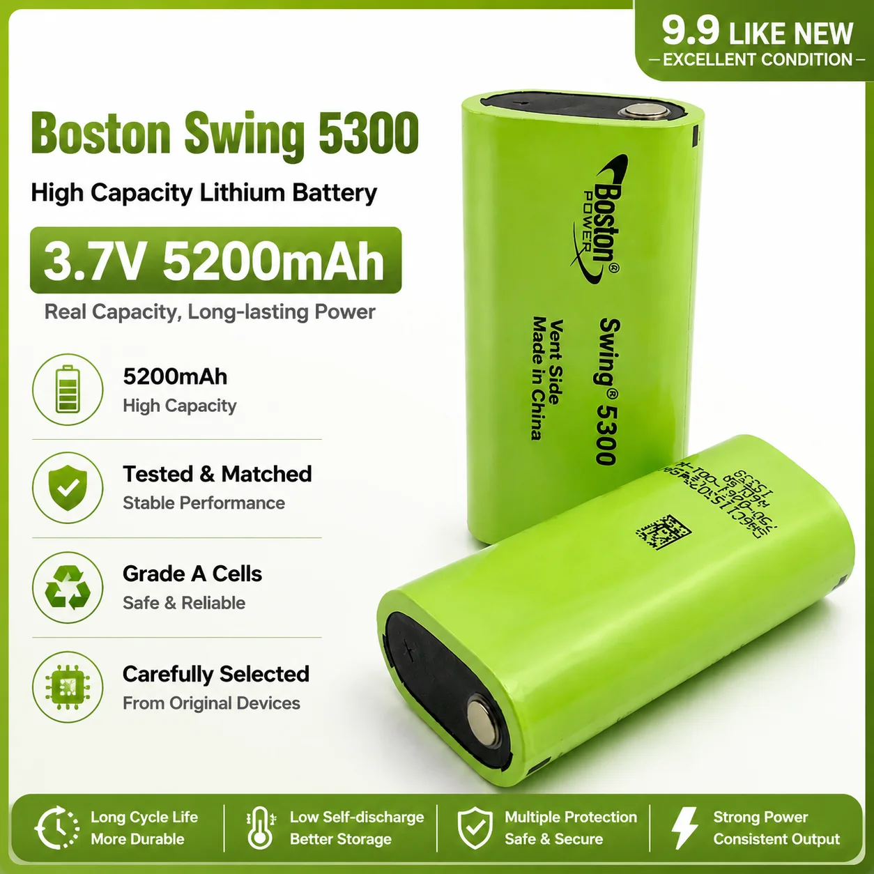 99% New BOSTON POWER SWING 5300 3.7V 5200-5300mAh Lithium Battery Cell 13A Discharge Low Temperature Resistant