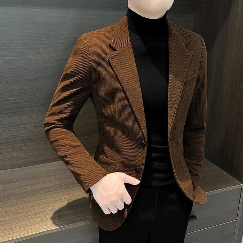 

Облегающее пальто, весна-осень, простые мужские пиджаки с грудью, высокое качество, повседневный красивый винтажный новый мужской пиджак