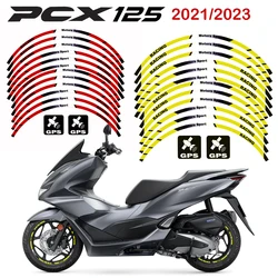 For Honda PCX 125 Pcx 125 2021 2023 14'' 13'' Motorcycle Reflective Wheel Hub Stickers Rim Stripe Tape Decal Accessories