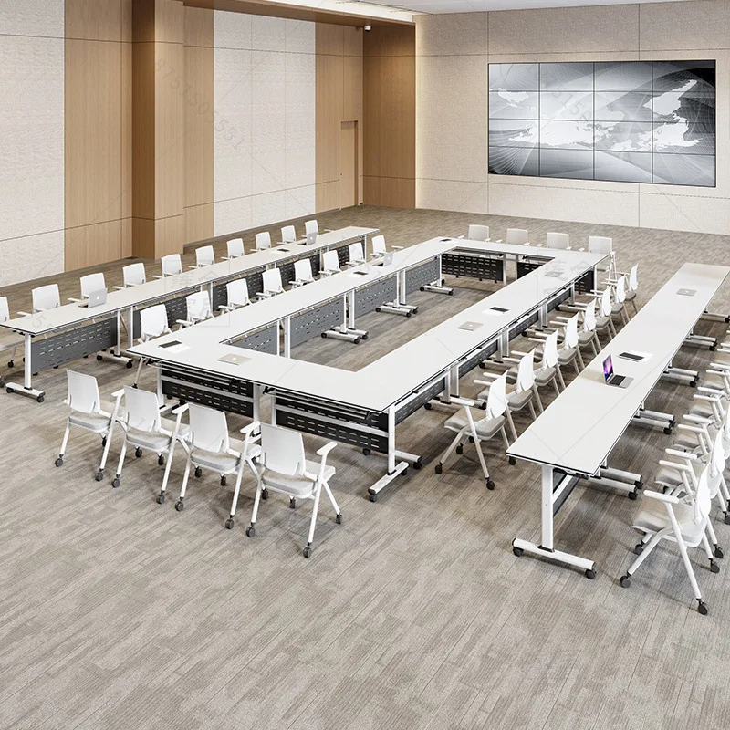 Folding Conference Table Movable Splicing Training Desk Double Foldable Table and Chair Combination