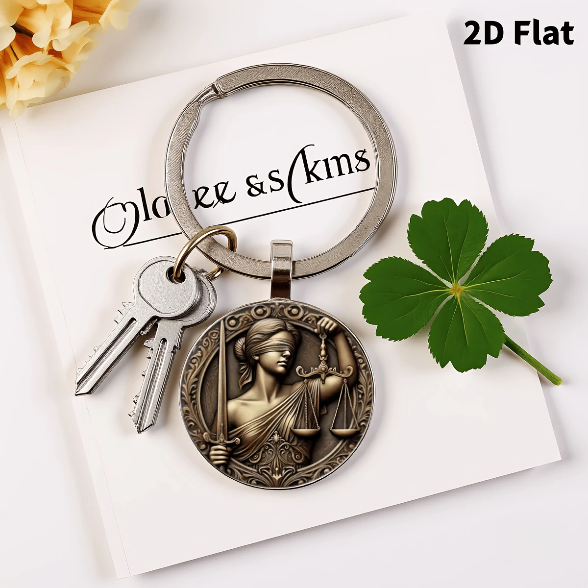 سلسلة مفاتيح سيدة العدالة، آلهة معصوب العينين مع موازين العدالة من سبائك الزنك هدية للمحامين والقضاة #5