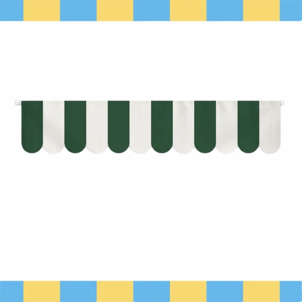 No Drill Striped Half Curtain Magic Sticker Sun Shade Decorative Awning Valance Easy Install Removable Triangle Flag