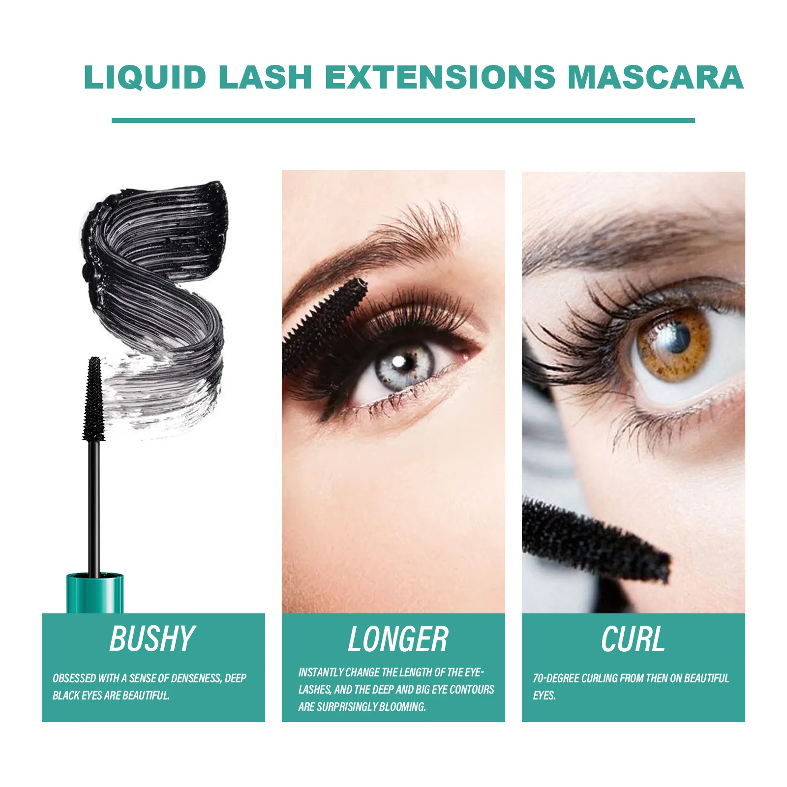 Prosperar-Cílios Curling Mascara, Alongar Cílios, Volume Extra, Impermeável, Preto Natural Lashes, Líquido Lash Extensões, Maquiagem dos olhos