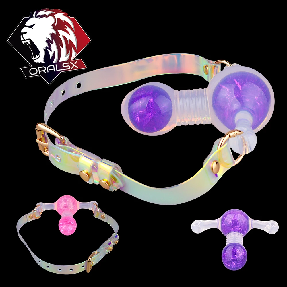 ORALSX سيليكون الفم الكمامة S ، L حجم الكرة الكمامة ضبط النفس مفتوحة عن طريق الفم مع حزام قابل للضبط الجنس لعب للعب الكبار الملحقات المثيرة