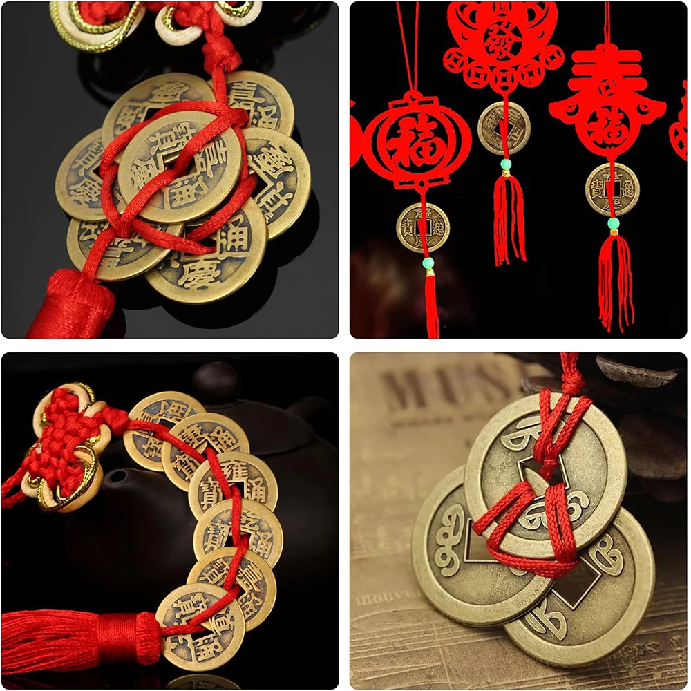 50/100/200 قطعة عملات فنغ شوي الصينية العتيقة برونزية حسن الحظ تشينغ عملات للصحة والثروة المنزل مكتب سيارة الديكور #4