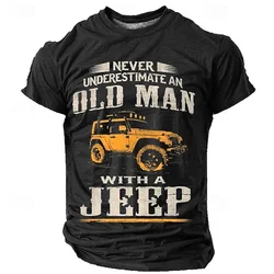 Vintage Men's T Shirt 3D Car Print Slim Top Summer Round Neck Street Punk Style T Shirt Personalized Exquisite Short Sleeve