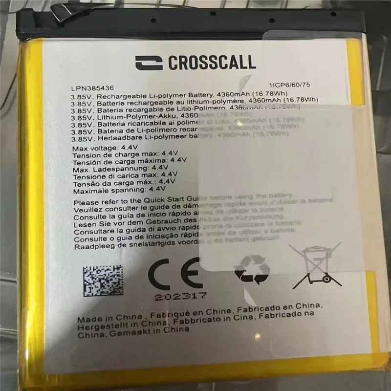 In Stock for Crosscall LPN385436 battery 4360mAh New production Date High capacity for Crosscall battery