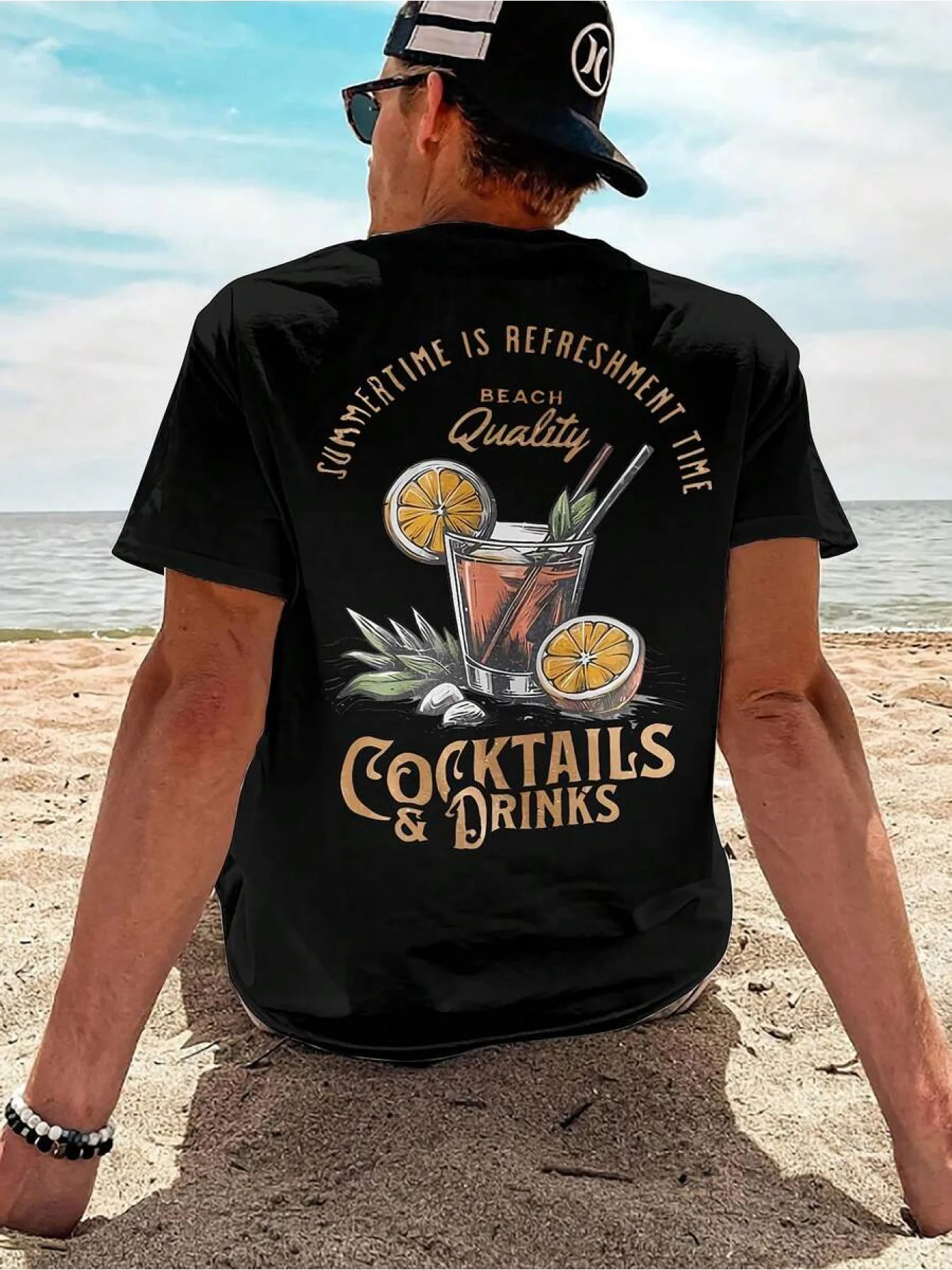 2026 Summer Men's Beverage Print Pattern T-shirt Cotton Casual Stylish Streetwear Suitable for Men's and Women's T Shirt