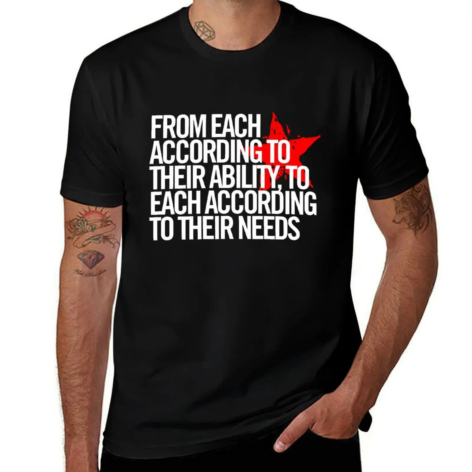 Chacun selon ses capacités... T-shirt basique au design simple à manches courtes