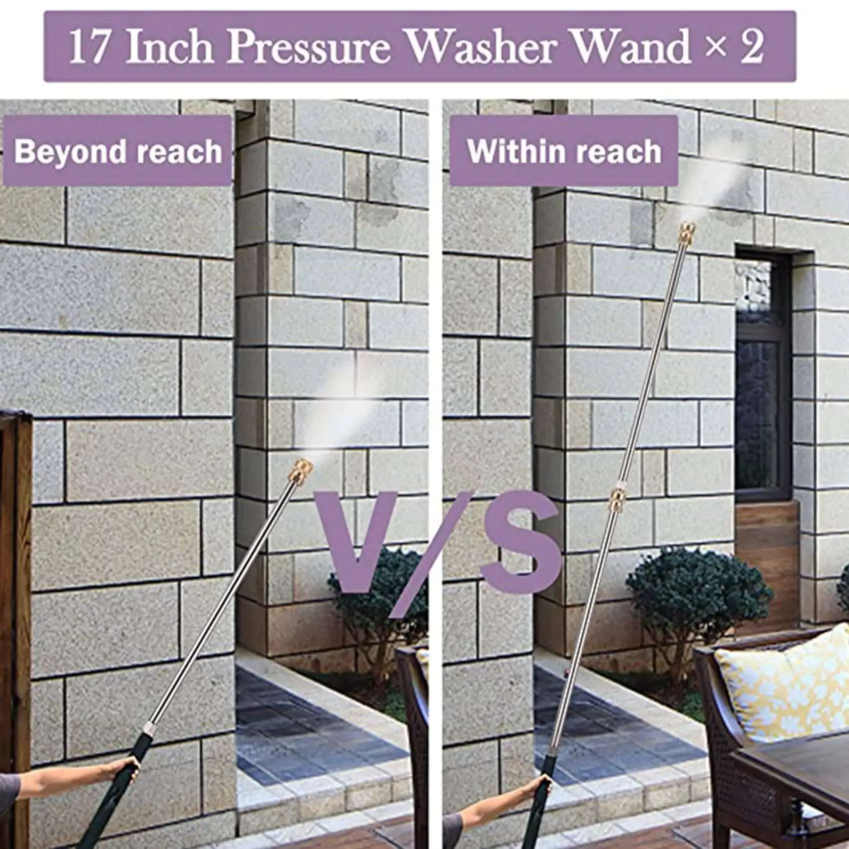 A98E-2X Pressure Washer Extension Rod 15.75-Inch Stainless Steel 1/4 Inch Quick-Connect Electric Washer Nozzle