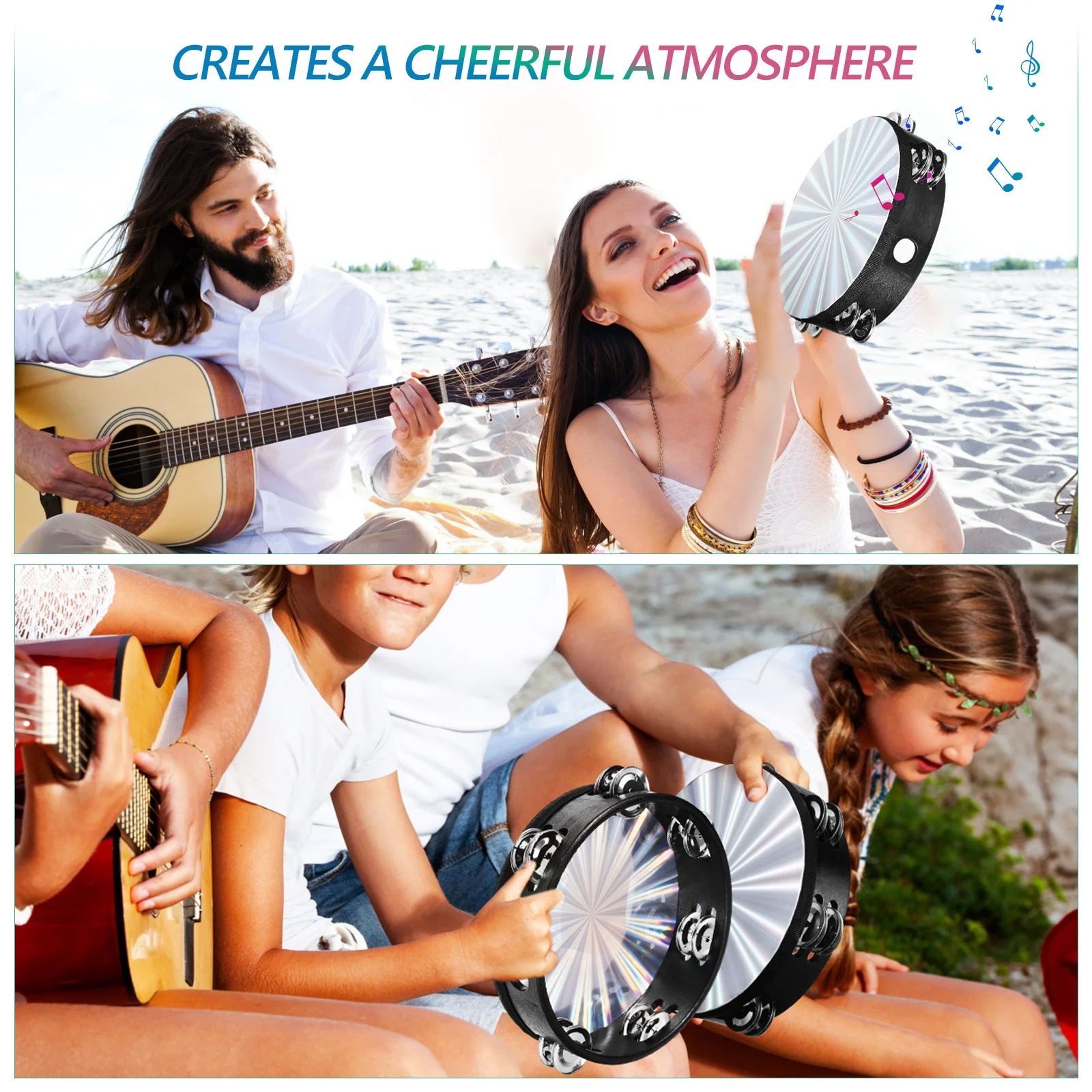 

Hand Held Double Rows Tambourine Drum Bell for Adults Durable Musical Instrument Hand Percussion for Practice Performance