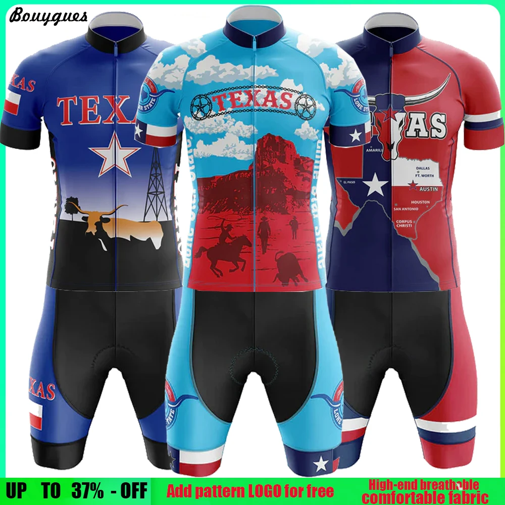 New TEXAS Men Cycling Jersey Set Summer Cycling Clothing MTB Bike Clothes Uniform Maillot Ropa Ciclismo Cycling Bicycle Suit