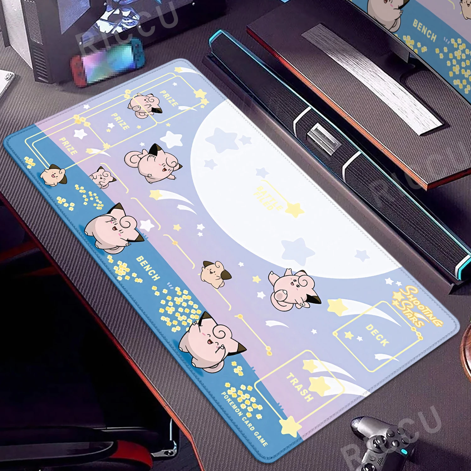 Game Pads Large Mouse Mat P-Pokemon Clefairy Desk Mat Gaming Mousepad Jigglypuff Desk Pad Gamer Mouse Pad XL PC Cabinet Tablemat