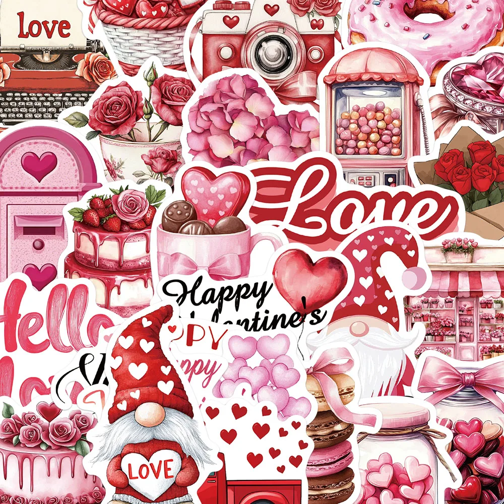 

50PCS Valentine's Day Stickers Pink Graffiti Decals For Laptop Luggage Creative Gifts Refrigerator Phone Case Stickers Toy