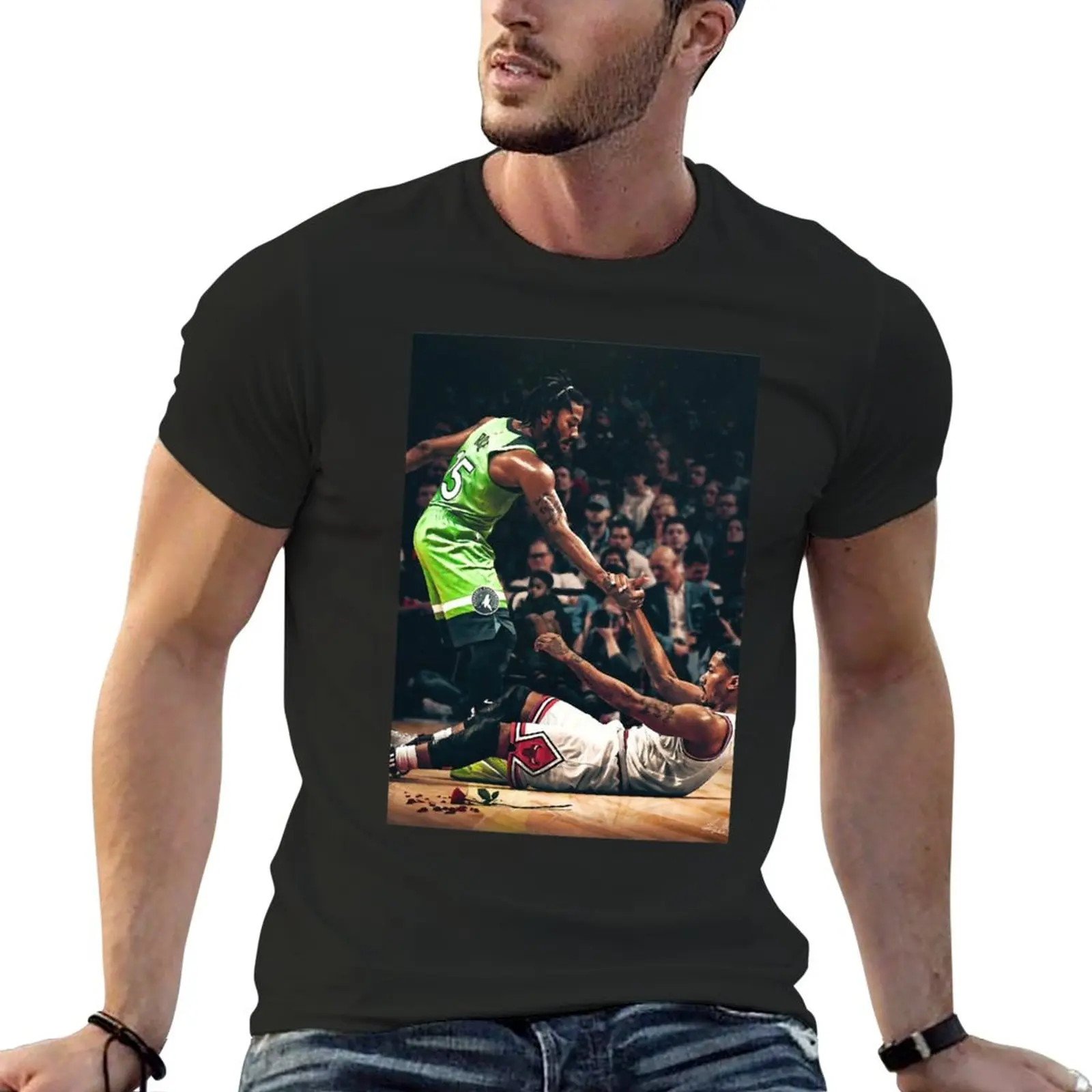 Derrick Rose - Derrick fell, Derrick RoseClassic T-Shirt.png T-Shirt Short sleeve tee heavyweight t shirts for men