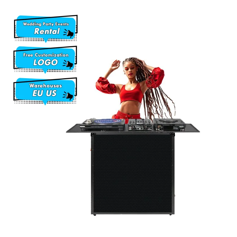Portable foldable DJ facade booth DJ table Flight case Black aluminum frame plywood for trade shows and parties