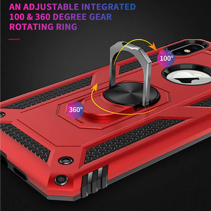 Shockproof Armor Holder Case For iPhone X XS Max XR 7 6 Cases Magnetic Ring Phone Cover For iPhone 6 6s 7 8 Plus Holder Case image 3