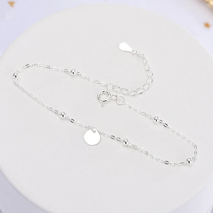 Braccialetti con ciondoli con perline planchet rotonde minimaliste in vero argento sterling 925 per le donne Accessori geometrici di alta gioielleria alla moda