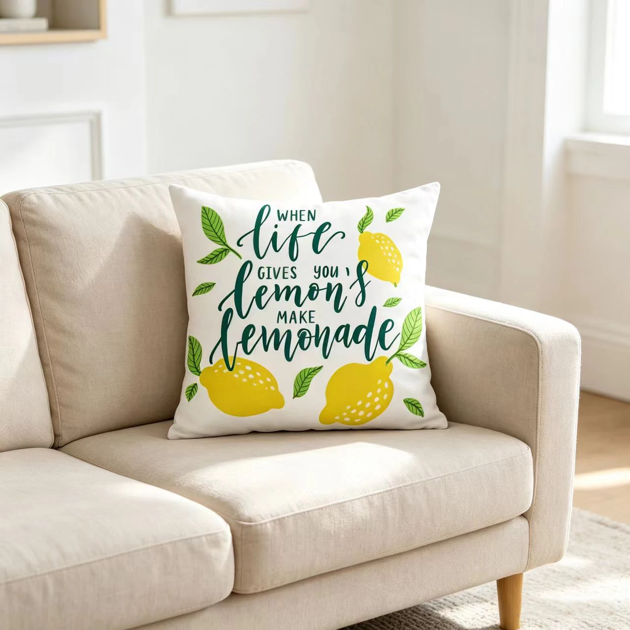 Lemon Lime Slice Quote Throw Pillow Case Decorative Pillowcase Living Room Sofa Office Seat Cushion Cover Home Gift Decor