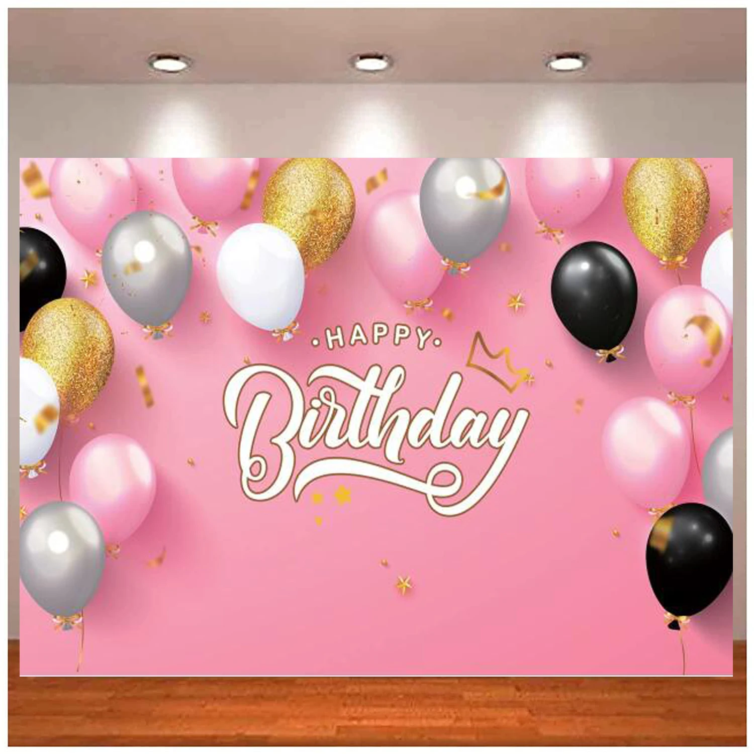 

Pink Birthday Party Photography Backdrops Balloon Girls Sweet 16th 18th 21st Birthday Party Decoration Background Banner Studio