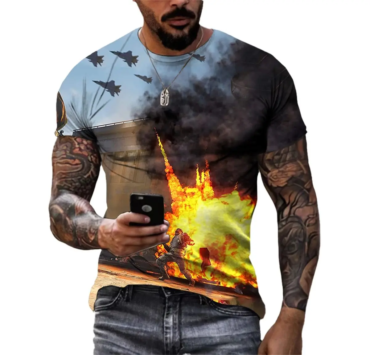 T-shirt imprimé en 3D Luminoter des forces spéciales rétro classiques pour hommes, personnalité de la rue cool, sports de plein air, col rond,