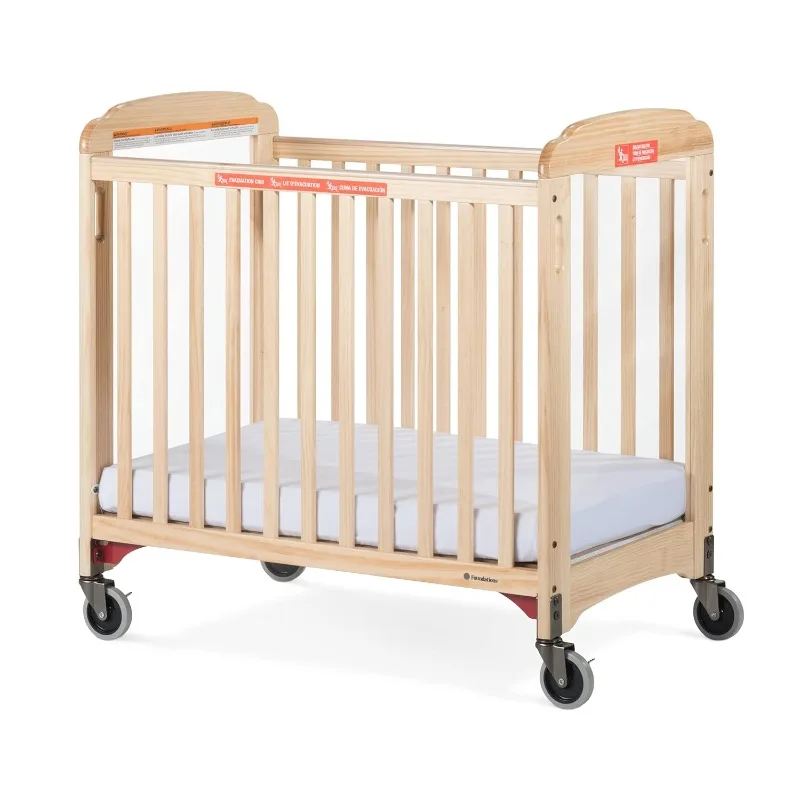 Foundations First Responder Evacuation Fixed-Side Crib, Features Clearview Panels, Includes Evacuation Frame, Oversized Casters