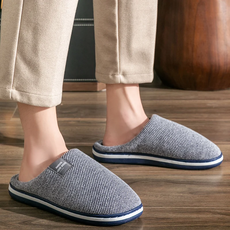 2024 Trend men slippers Winter Warm Cotton Slippers men Flats Soft Non-slip Design Slides home Indoor slippers Large size 40-51