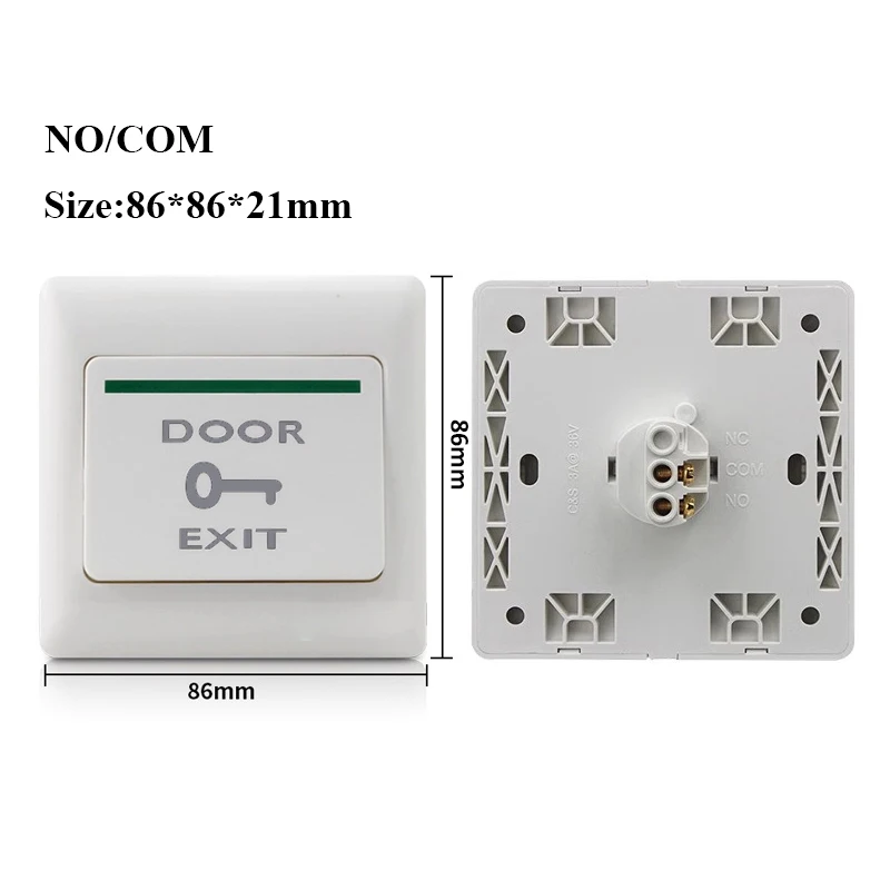 NO COM Plastic  Access Button Door Exit Push Switch Release Gate Opener Door Access Control System Entry Open Touch Button
