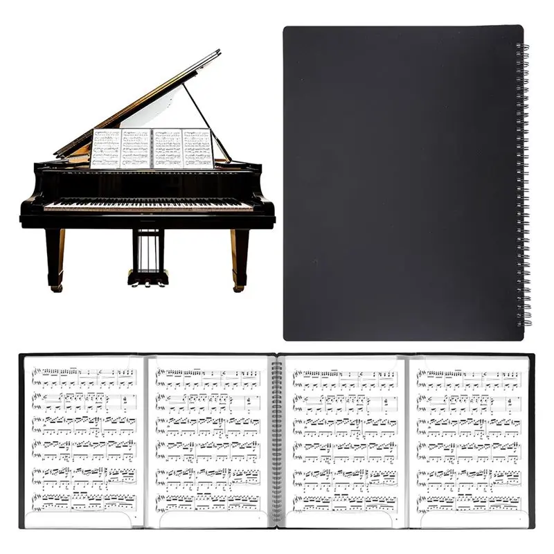 【TRAVEL ESSENTIAL】Spiral Sheet Music Holder, 4 Page Expandable Double-Sided Writable Choir Folders For Holding Multiple For Shee