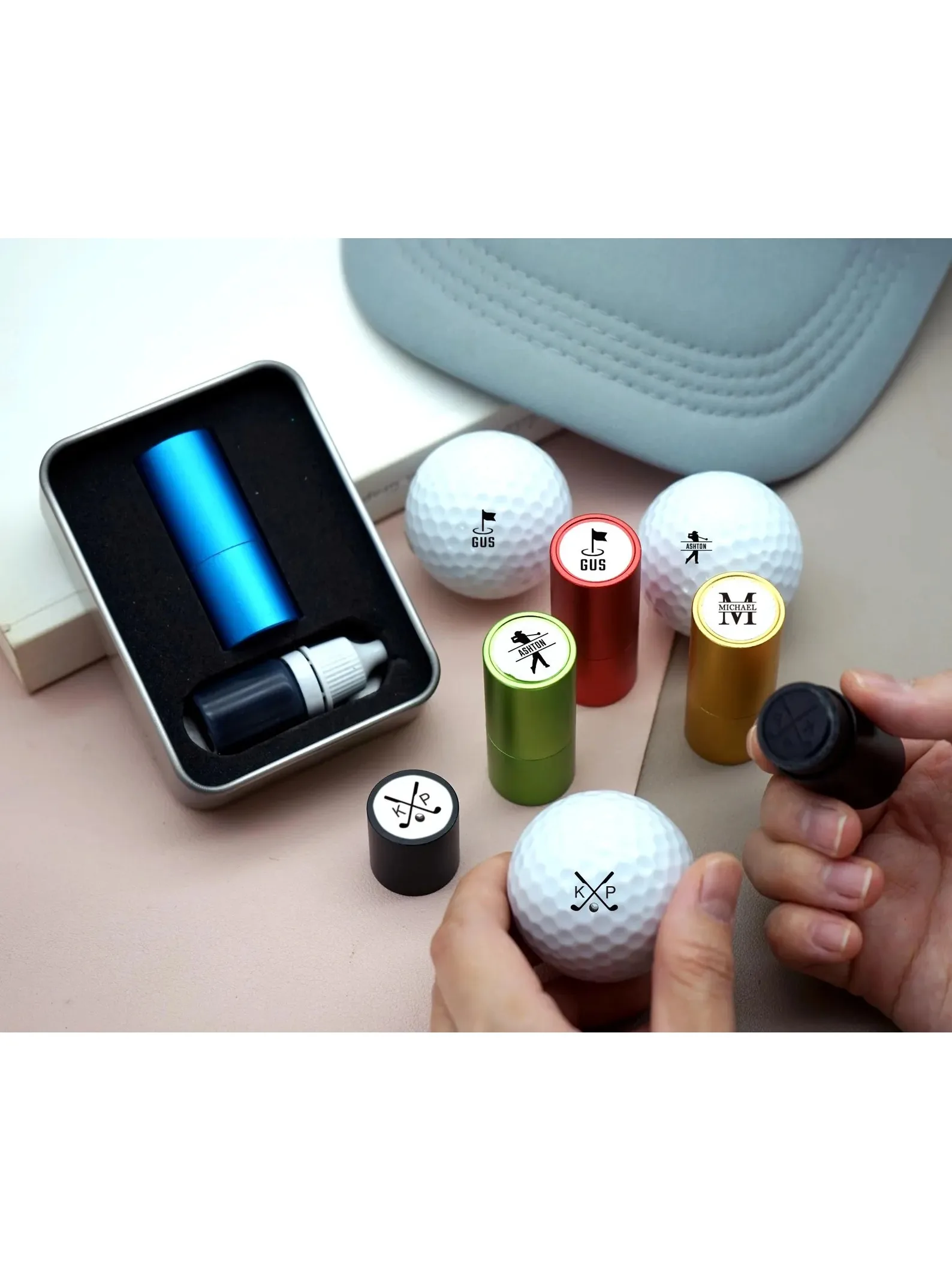 Pudełko na stempel do piłek golfowych z możliwością personalizacji, personalizowane stempelki golfowe, prezent dla golfisty, akcesoria do znakowania piłek golfowych, prezenty dla mężczyzn, prezent na — 2