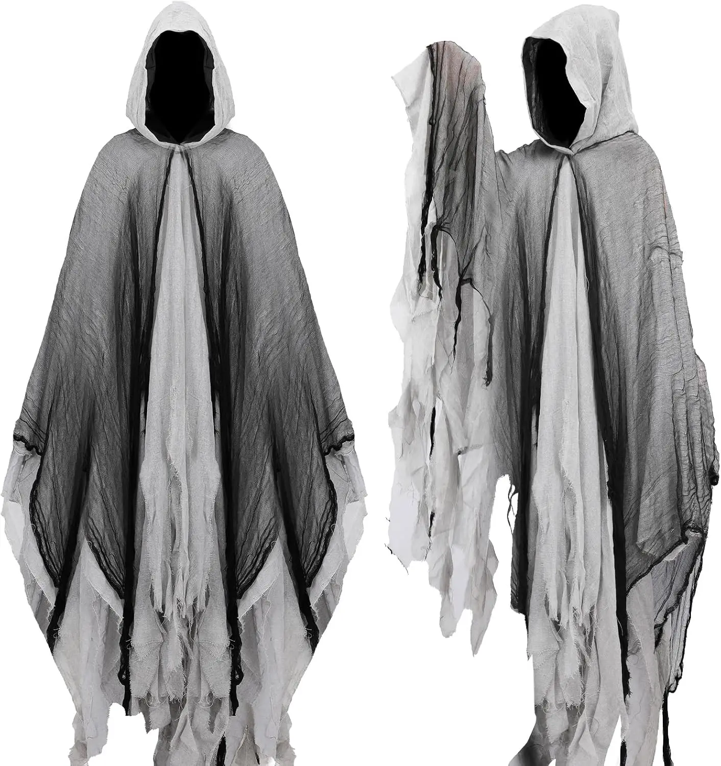 Cloak With Hood Black Cloak Ghost Cape Halloween Cosplay Witch Wizard Demon Vampire Costume