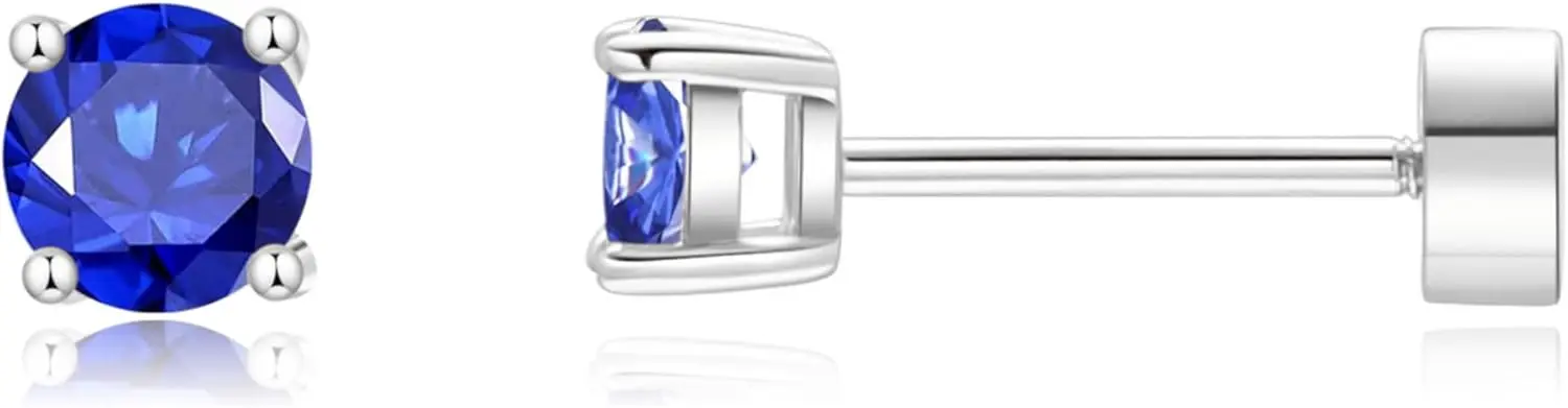 

Birthstone Flat Back Cartilage Earrings 14K Gold Plated Hypoallergenic Stud Gift