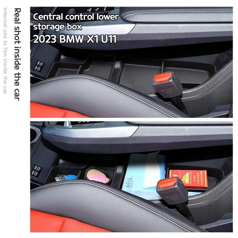 Suitable for BMW X1 U11 2023 central control lower storage box car central modified storage box storage decorative accessories1