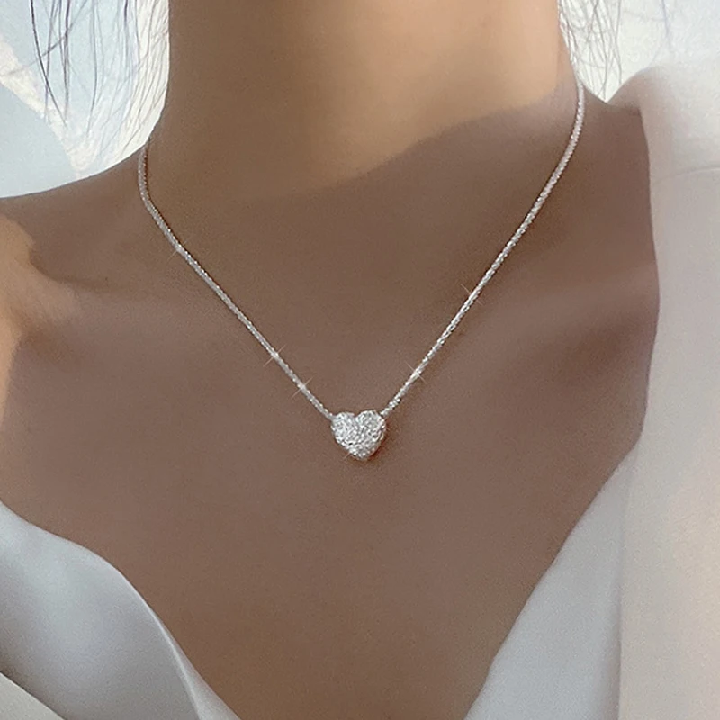 Silver Girls Heart NK153 shaped Women's pattern Necklace