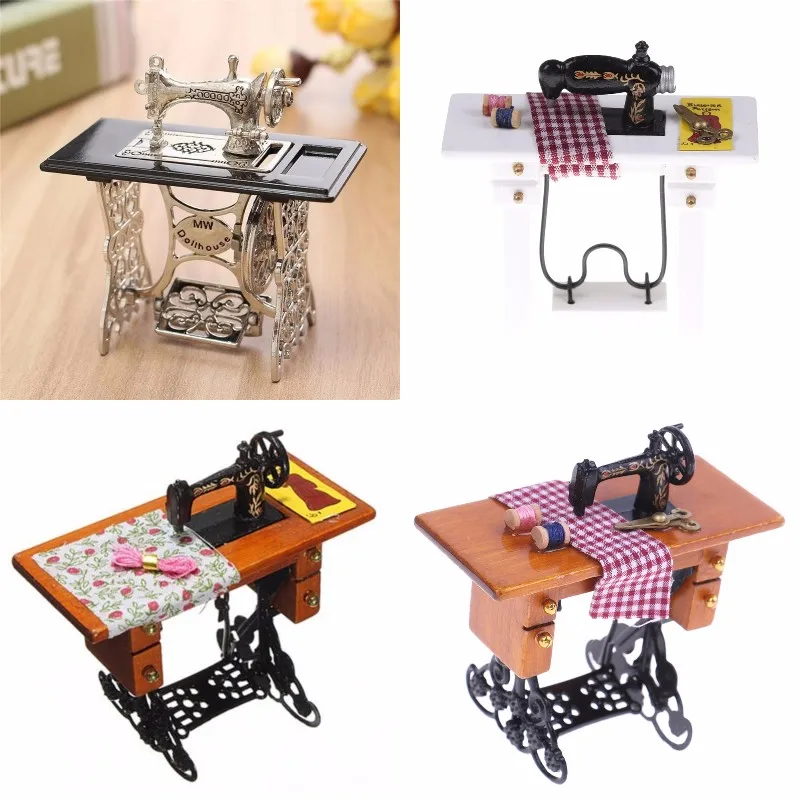 1pc Miniatur Vintage Nähmaschine Möbel Spielzeug Geschenke für Puppenhaus Dekoration Retro Kinderspiel zeug Zubehör