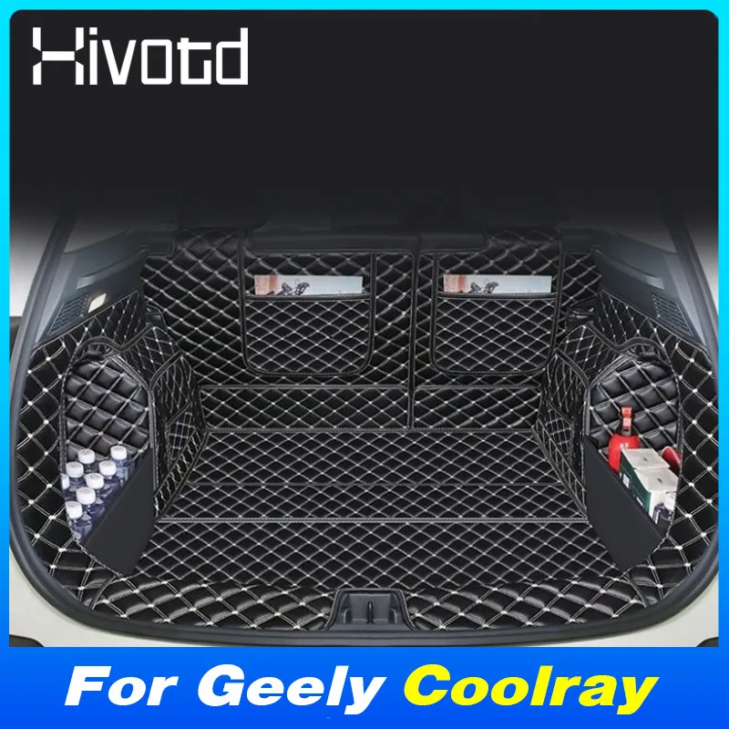 Car Rear Trunk Carpet Mat Cover PU Leather Waterproof Protection Pad Parts For NEW Geely Coolray 2023-2024 Interior Accessories