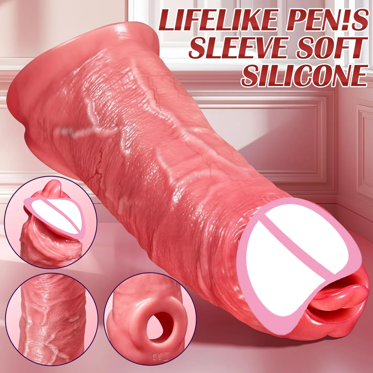 القضيب موسع حلقة السائل المنوي قفل حلقة اللسان لعق الاهتزاز القضيب كم ذروة هزاز مقاوم للماء سيليكون الجنس لعب الكبار