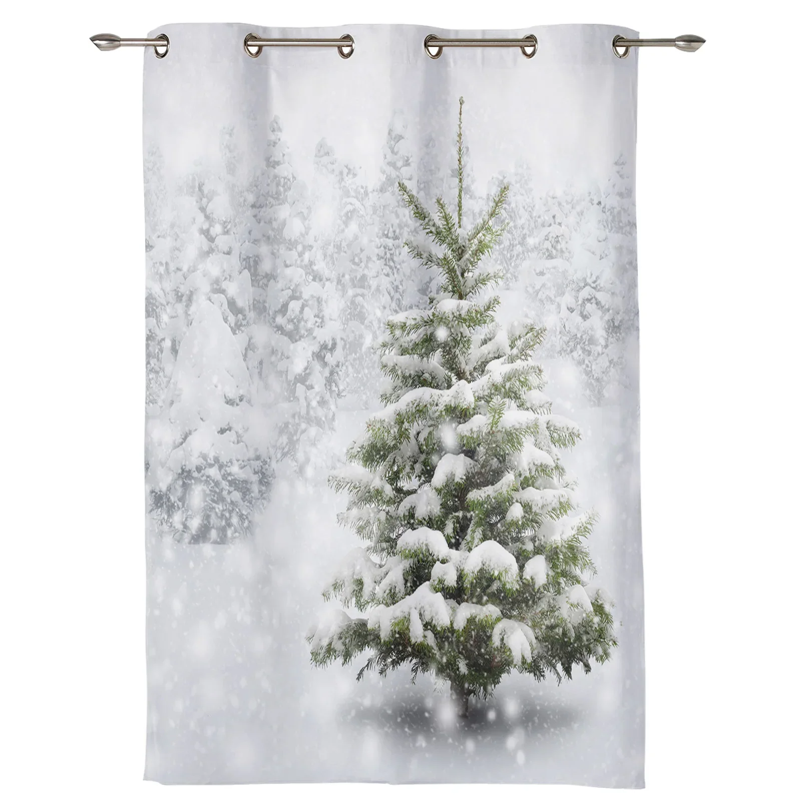 Christmas Snow Christmas Tree Window Curtains Decor For Home Bedroom Kitchen Living Room Ornament Xmas Gifts Navidad Curtains