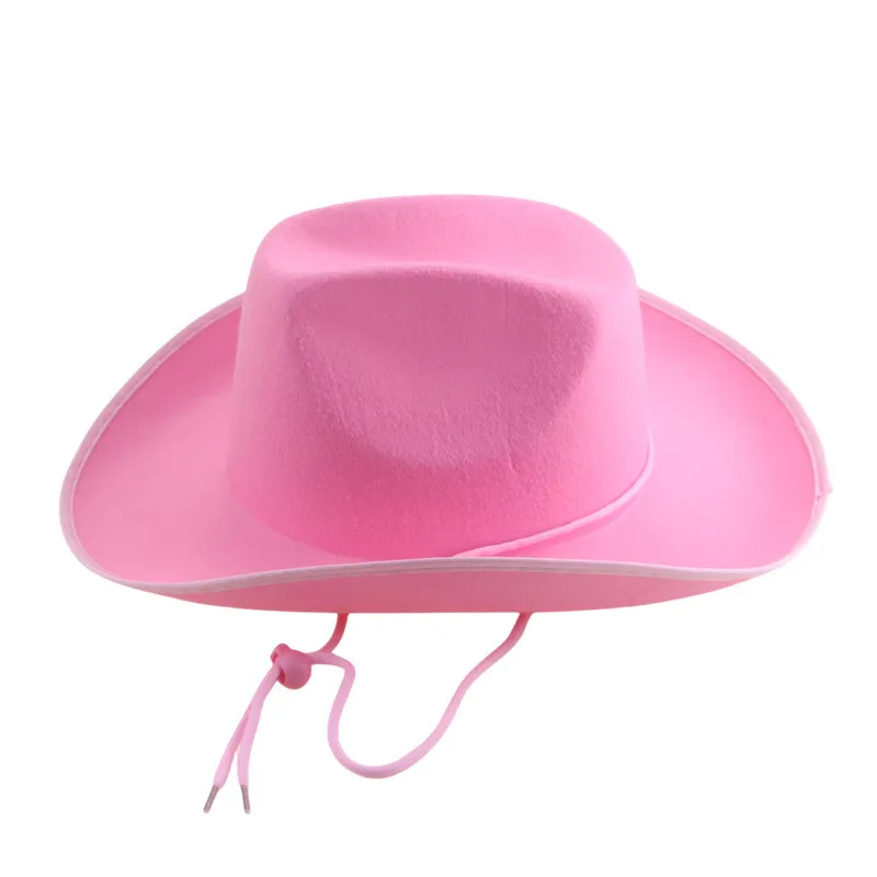 Chapeau de cowboy avec pompon en biscuits, chapeau haut de forme, grand bord, coupe-vent, rose, western, jazz, fête, nouveau