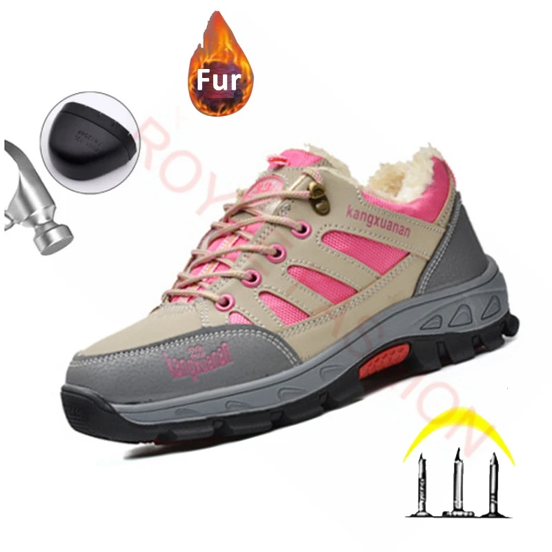 2023 Work Safety Shoes for Women Pink Shoes Safety Boots for Men Anti-smash and anti-puncture Protective Steel Cap Shoes zapatos