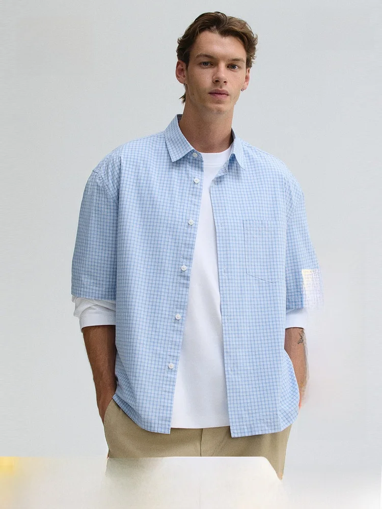 

H&M Men's Short Sleeve Shirt Standard Fit Summer Casual Wear 100% Cotton Regular Thickness Open Cardigan Style 1295322
