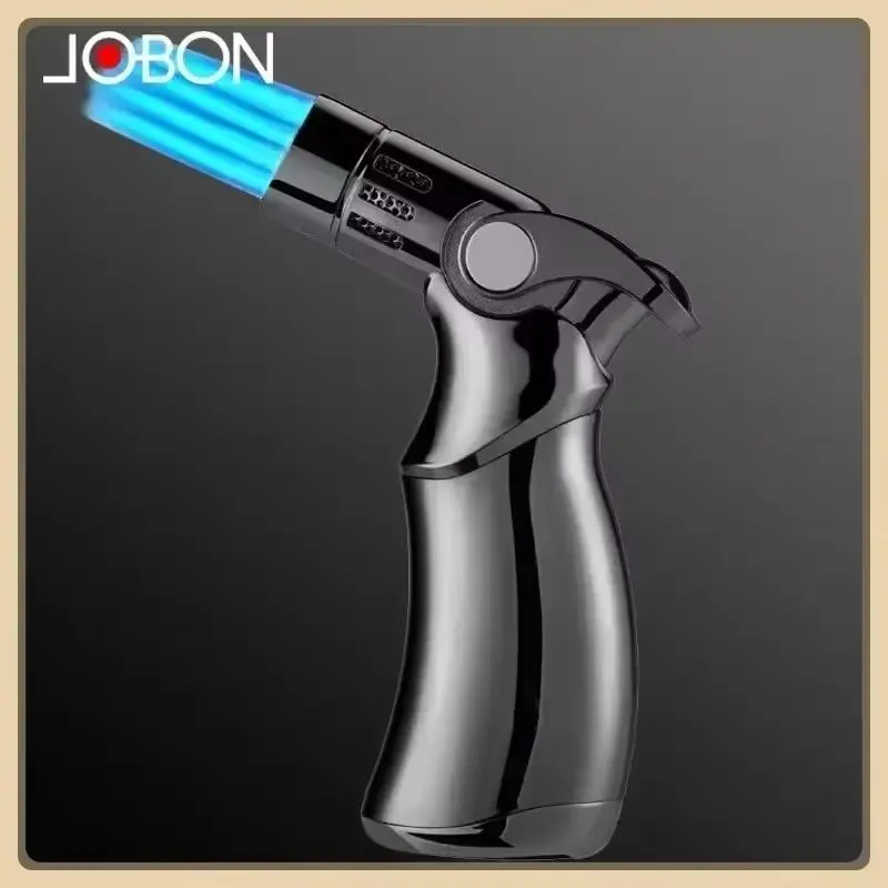 جديد Jobon قوية أربعة الشعلة المعدنية يندبروف شواء السيجار ولاعة الغاز كبيرة طائرة اللهب النار Ktchen ولاعة السجائر الرجال هدية