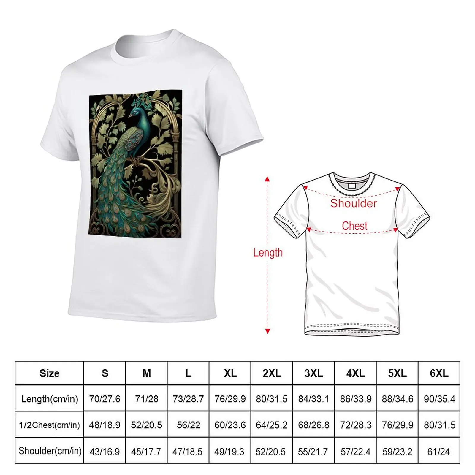 New Peacock - Art Nouveau Style T-Shirt customized t shirts plus size t shirts Tee shirt Men's t-shirts