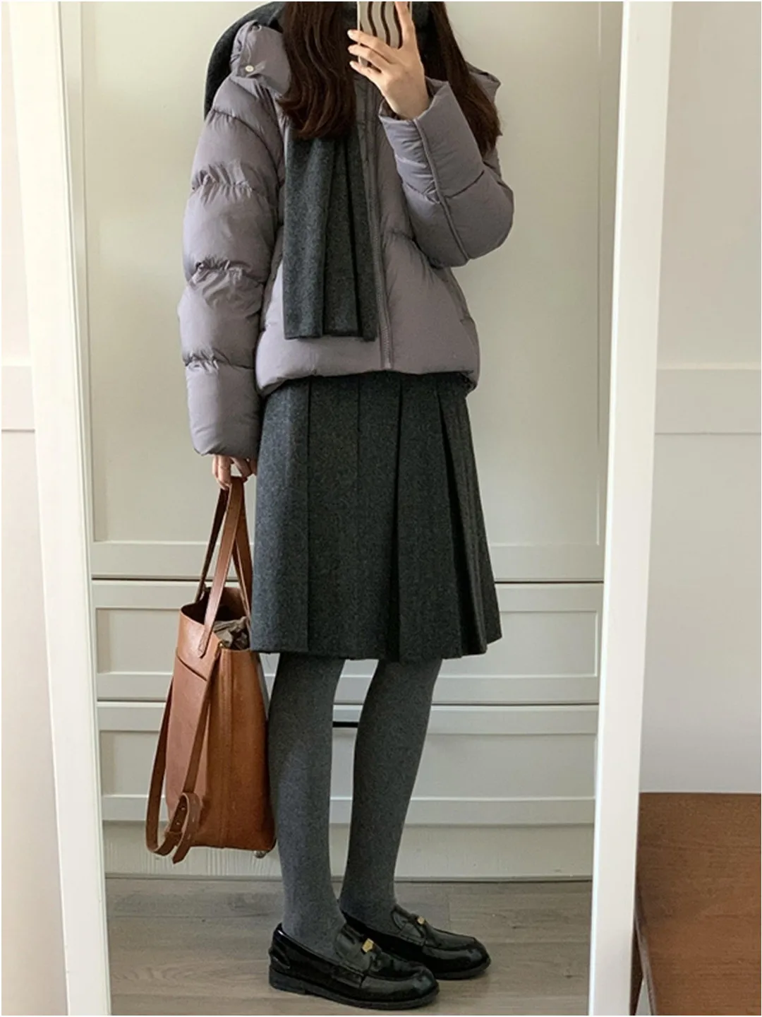 

plus Size Grey Woolen A-Line Skirt High Waist Slimming Design Autumn Winter New Style Korean Version Half-length Skirts