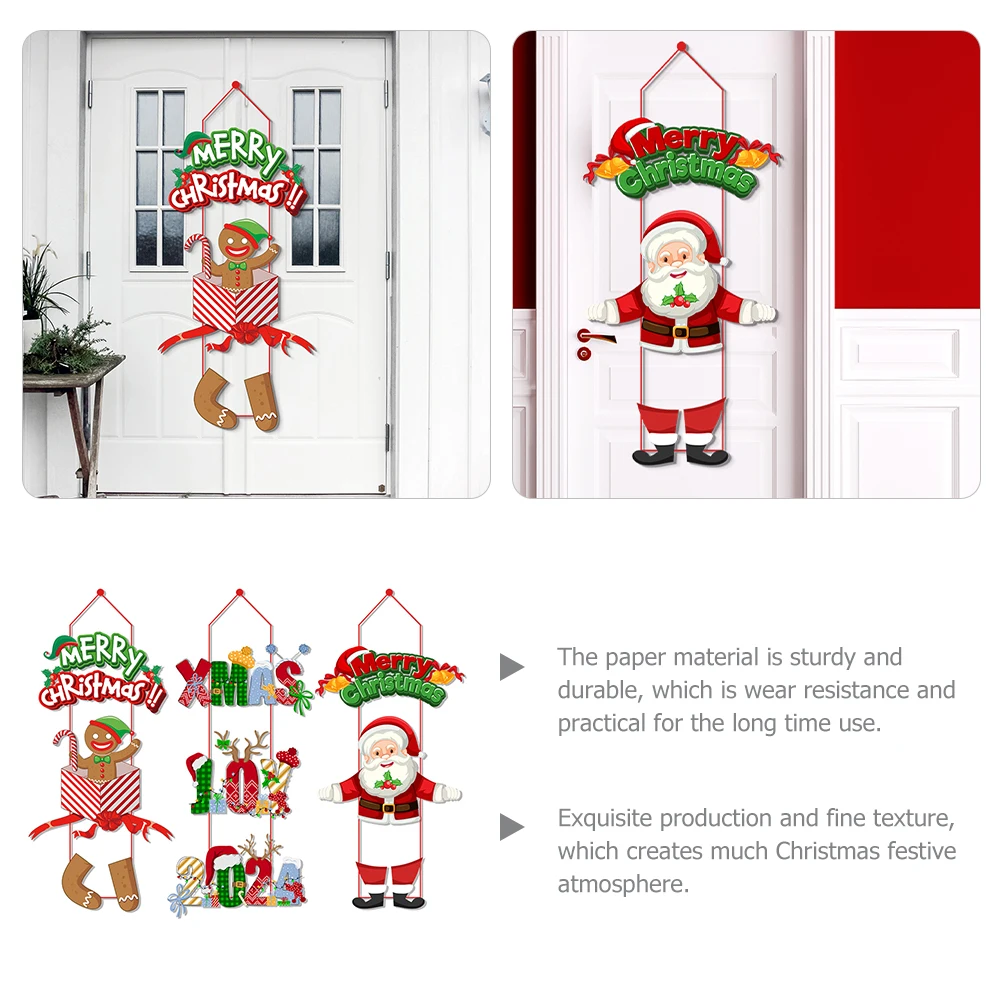 

3pcs Santa Claus Door Hanging Decoration 2024 Christmas Party Mall Decor Xmas Scene Adornment Adjustable Pendant