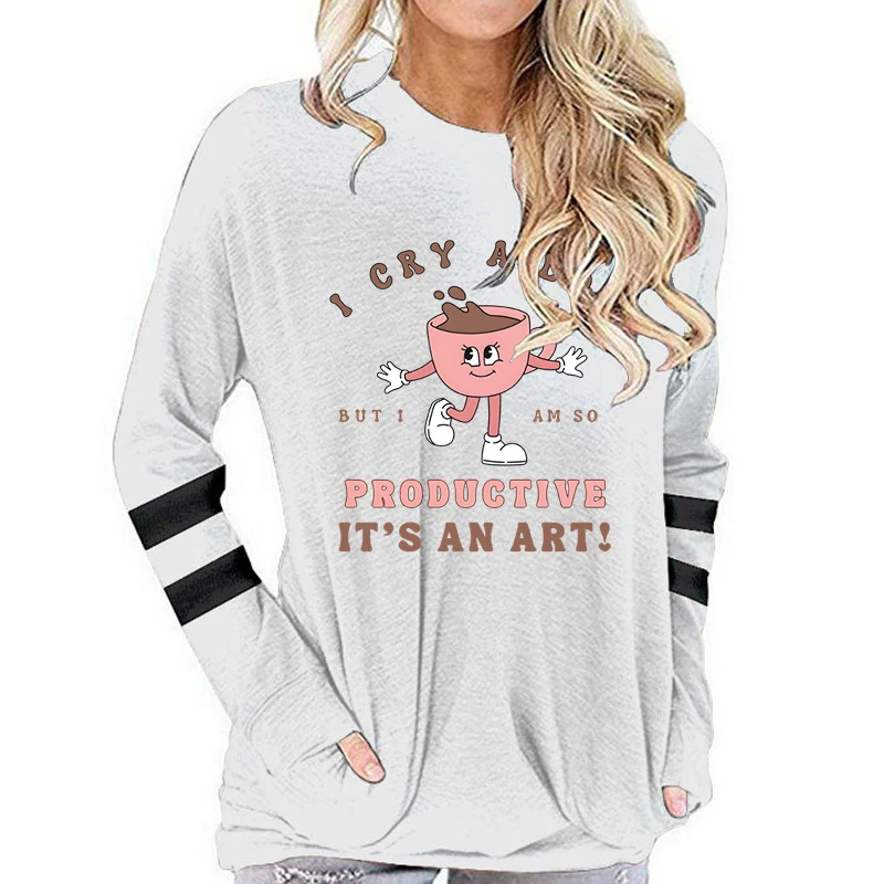 Humorous Quotes Women's T-shirt Fashion Coffee Pattern Shirts 